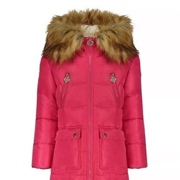 New DKNY Big Girls Long Puffer Jacket Fuschia size 16 - Picture 3 of 15